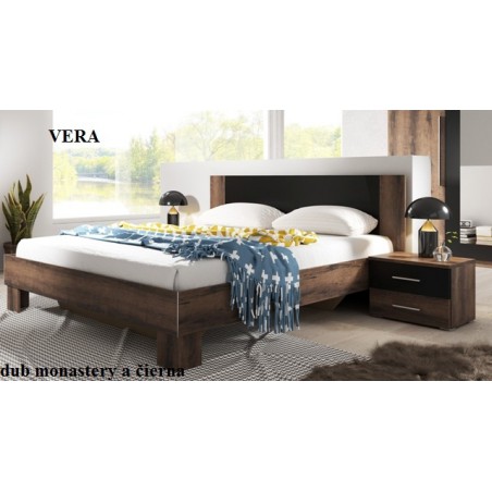 VERA posteľ 160, dub monstery a čierna