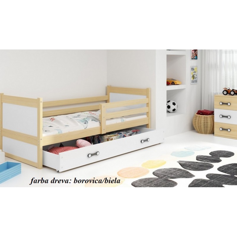 Detská posteľ RICO, farba dreva: borovica/biela