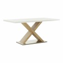 Jedálenský stôl FARNEL - biela vysoký lesk/dub sonoma podstavec