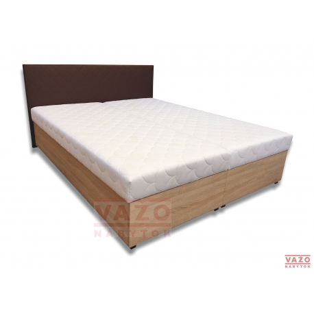 Kombinovaná posteľ EVITA,poťah: dub sonoma/matracovina/hnedá koženka štvorce